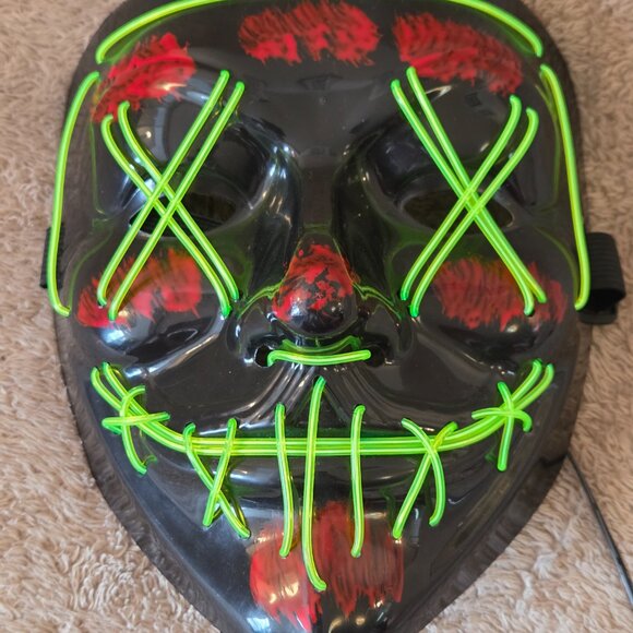 LED Purge Style Halloween Mask – Green Neon - Picture 1 of 7